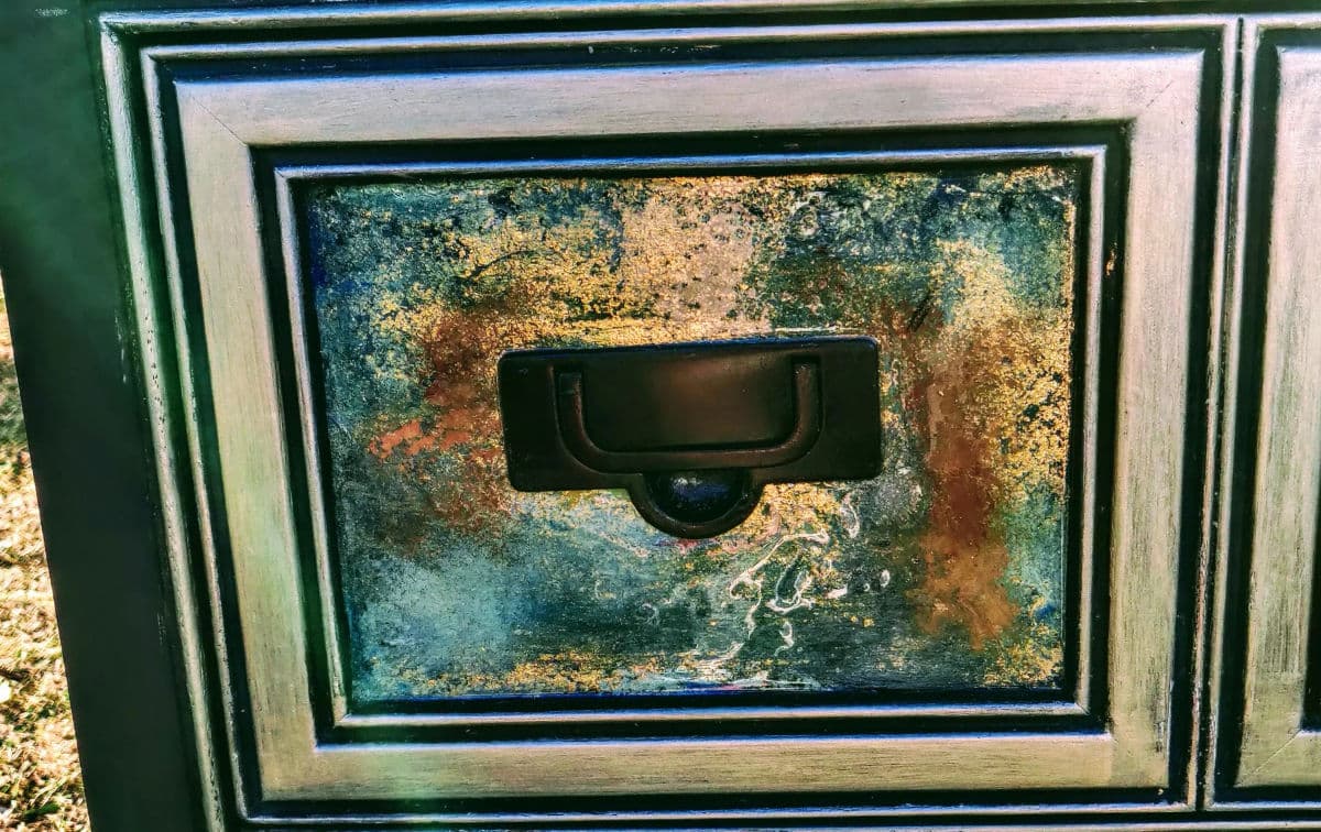 Patrick Briggs 'Tamara De Lempica" 2021 Acrylic Painted Campaign Style Wooden Nightstand - Thumbnail 11