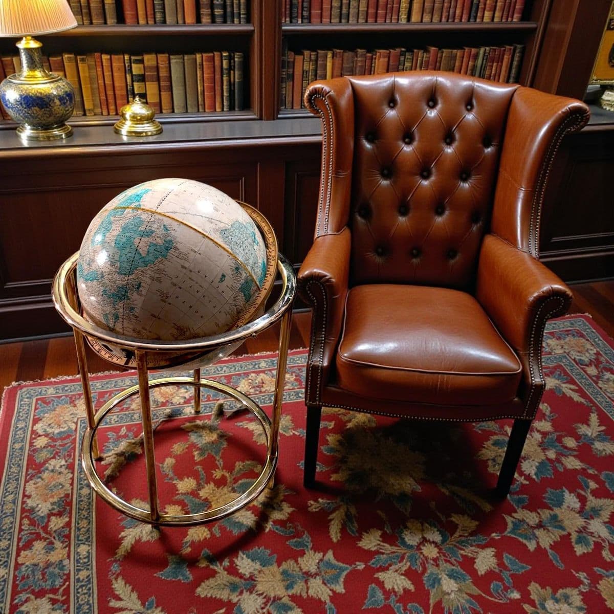 Collectible Cartographic Vintage 16" Cram's Imperial World Globe on Brass Toned Floor Stand - Thumbnail 4