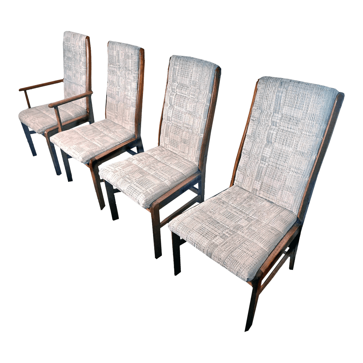 Mid-Century D-Scan Danish Modern Teak Framed Upholstered High Back Dining Chairs - Set 4 - Thumbnail 2