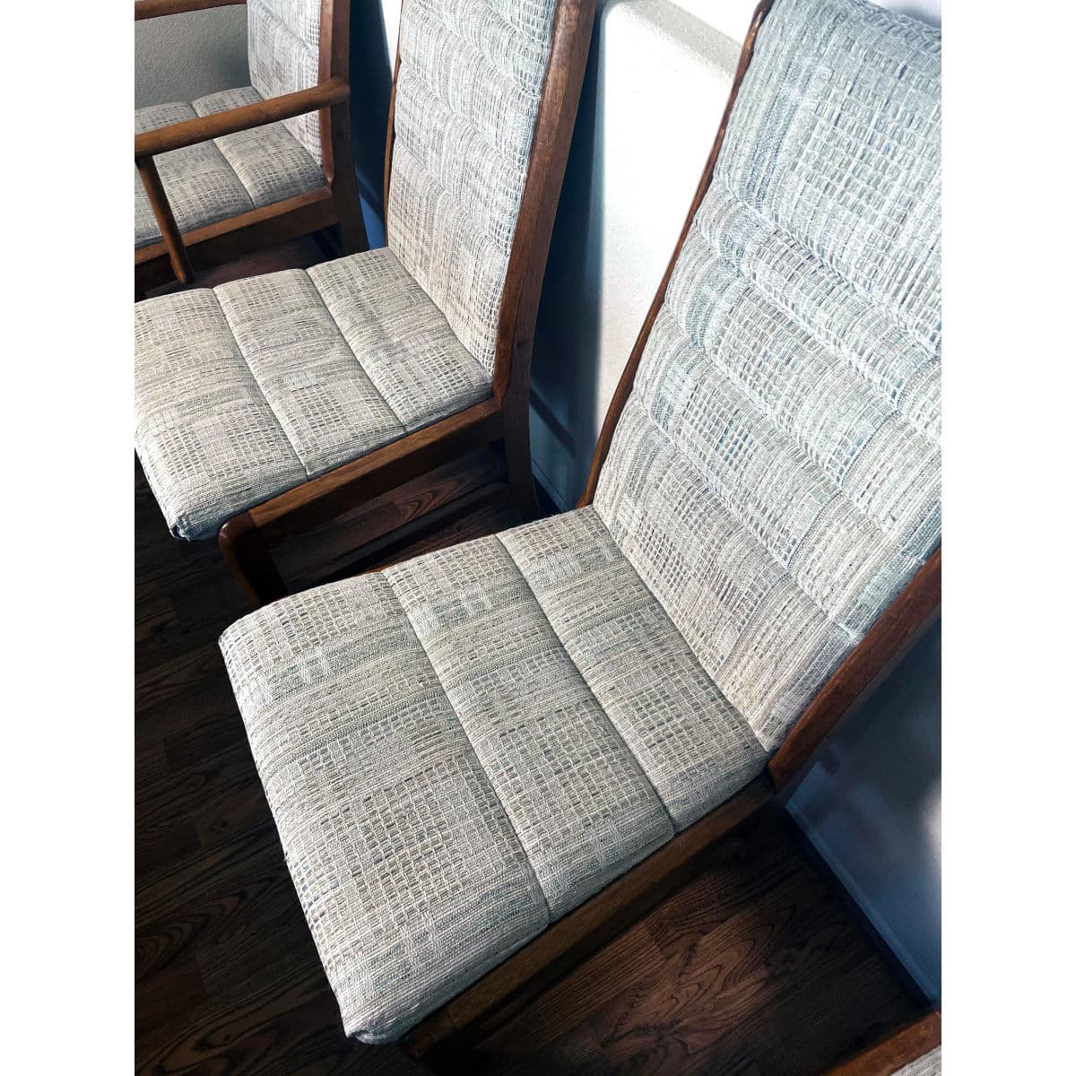 Mid-Century D-Scan Danish Modern Teak Framed Upholstered High Back Dining Chairs - Set 4 - Thumbnail 5