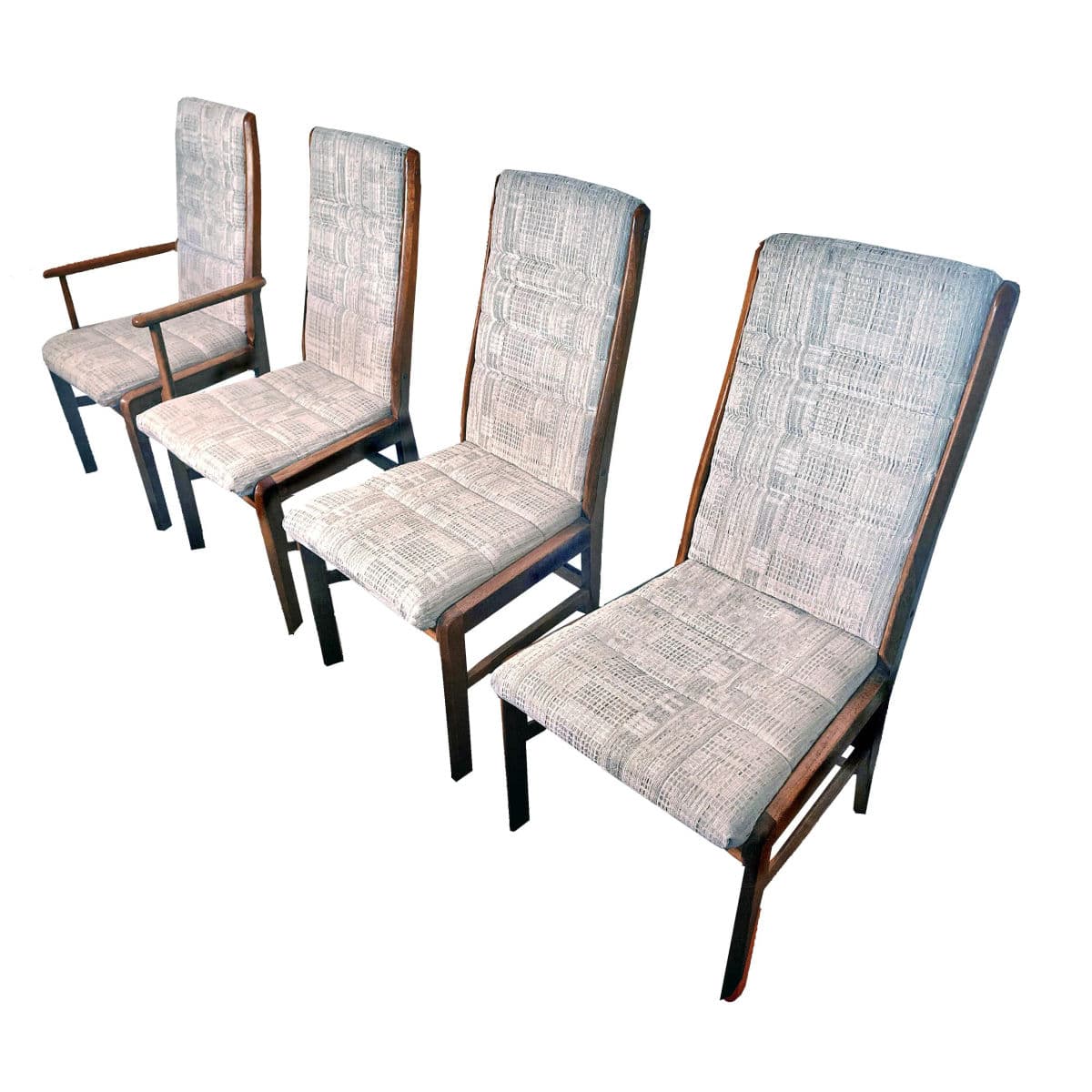 Mid-Century D-Scan Danish Modern Teak Framed Upholstered High Back Dining Chairs - Set 4 - Thumbnail 14
