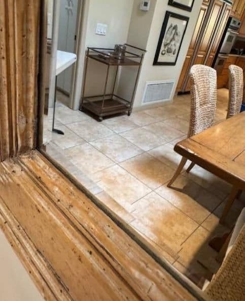 Large Rectangular Stripped Oak Worm Wood Thick Framed Farmhouse Style Beveled Wall Mirror - Thumbnail 13