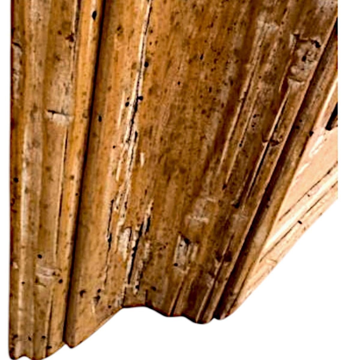 Large Rectangular Stripped Oak Worm Wood Thick Framed Farmhouse Style Beveled Wall Mirror - Thumbnail 9