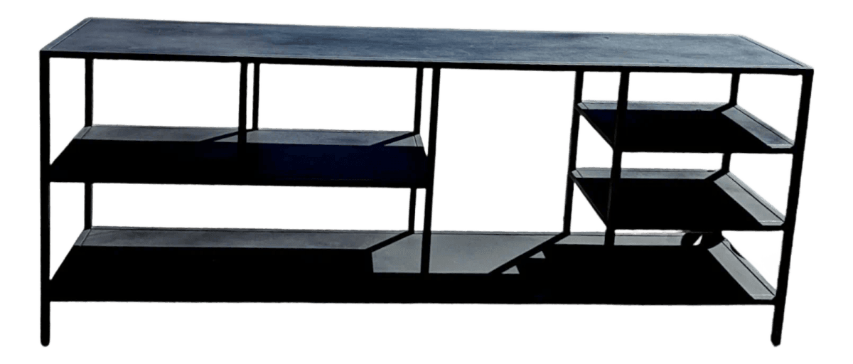 Contemporary Industrial Black Metal Console Table / Etagere With Tiered Open Shelving - Thumbnail 2
