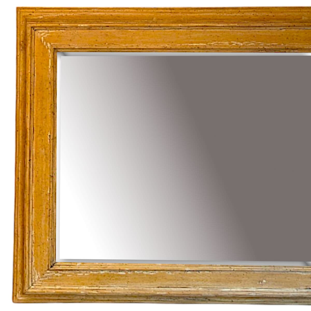 Large Rectangular Stripped Oak Worm Wood Thick Framed Farmhouse Style Beveled Wall Mirror - Thumbnail 5