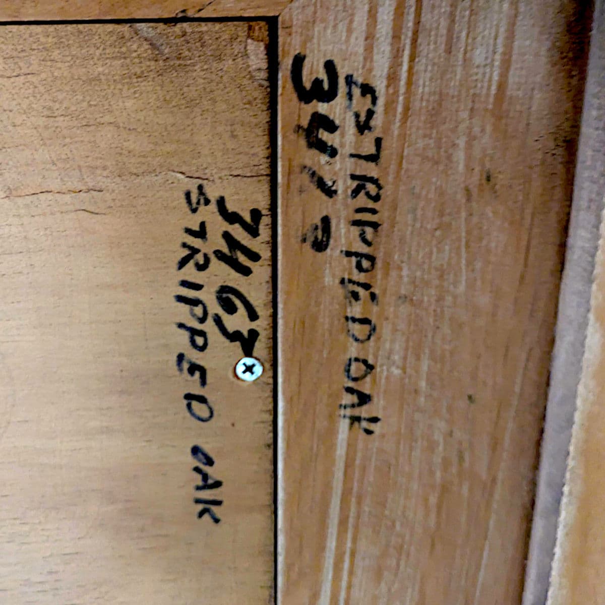 Large Rectangular Stripped Oak Worm Wood Thick Framed Farmhouse Style Beveled Wall Mirror - Thumbnail 7