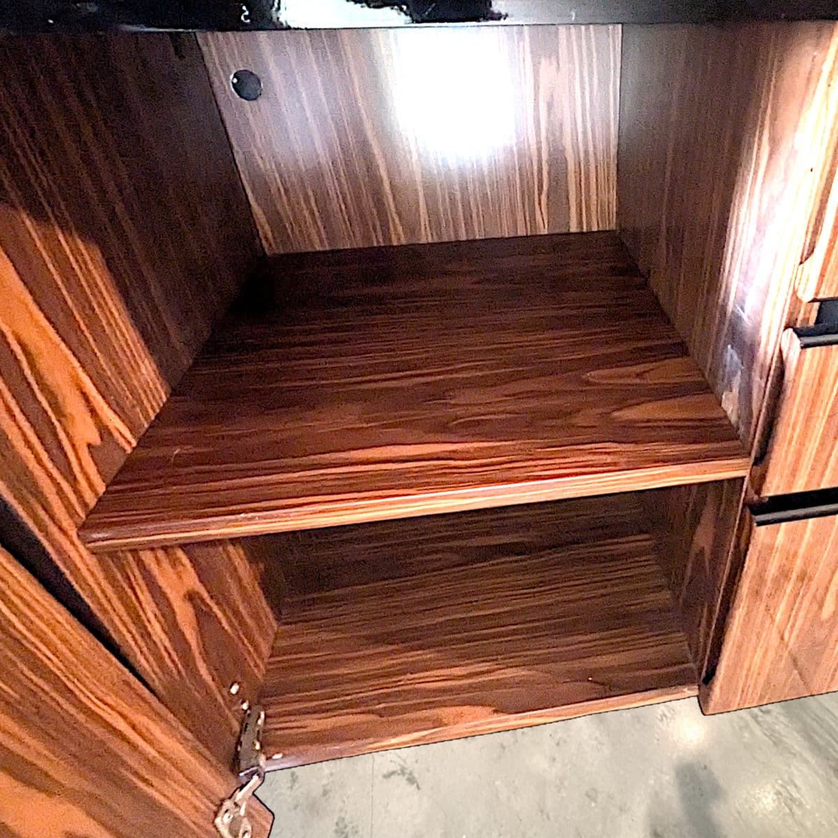 Mid Century Vintage Lacquered Rosewood Veneer Credenza and Hutch Set -2 Pcs. - Thumbnail 11