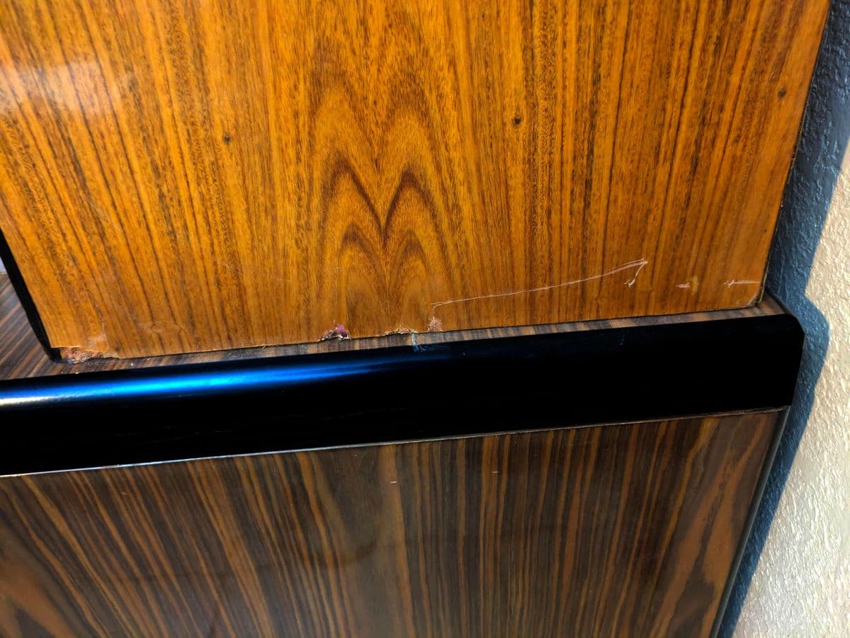 Mid Century Vintage Lacquered Rosewood Veneer Credenza and Hutch Set -2 Pcs. - Thumbnail 18