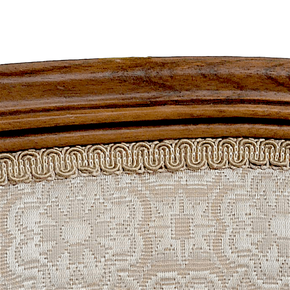 Mid Century Provincial Style Walnut Barrel Back Off-White Upholstered Armchair - Thumbnail 5