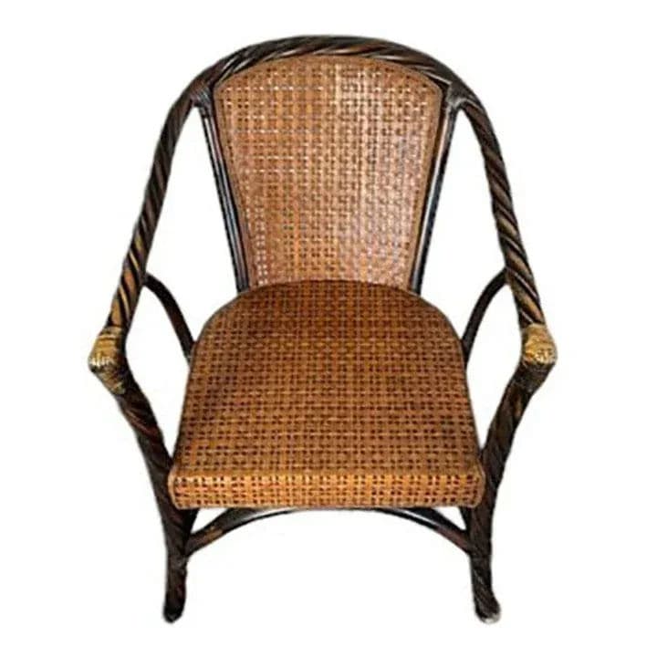 Ebonized Barley Twist Rattan Armchairs With Removeable Seat and Back Cushions - Set 3 - Thumbnail 8