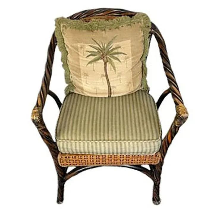 Ebonized Barley Twist Rattan Armchairs With Removeable Seat and Back Cushions - Set 3 - Thumbnail 3
