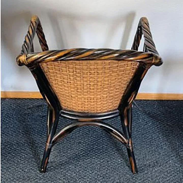 Ebonized Barley Twist Rattan Armchairs With Removeable Seat and Back Cushions - Set 3 - Thumbnail 10