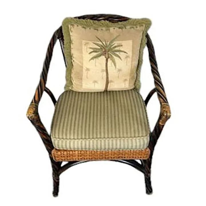 Ebonized Barley Twist Rattan Armchairs With Removeable Seat and Back Cushions - Set 3 - Thumbnail 5