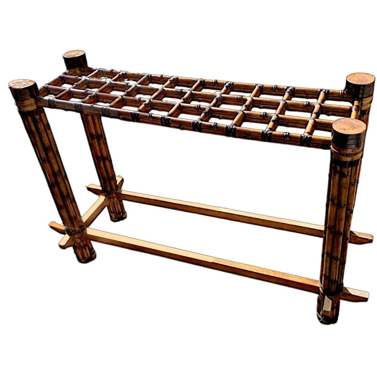 Mid-Century Rattan & Bamboo Console Table in the Manner of McGuire Furniture - Thumbnail 5