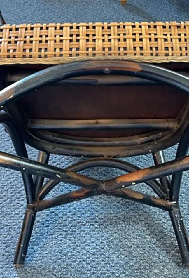 Ebonized Barley Twist Rattan Armchairs With Removeable Seat and Back Cushions - Set 3 - Thumbnail 11