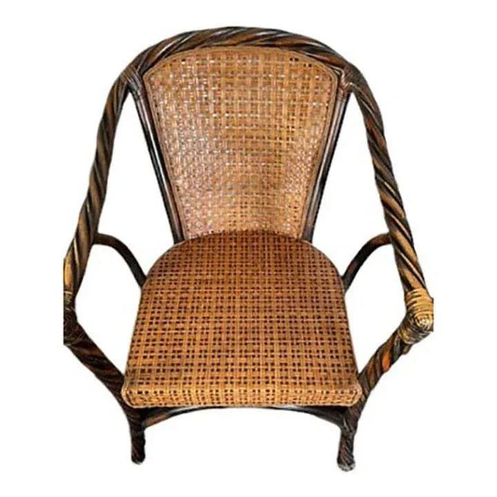 Ebonized Barley Twist Rattan Armchairs With Removeable Seat and Back Cushions - Set 3 - Thumbnail 7