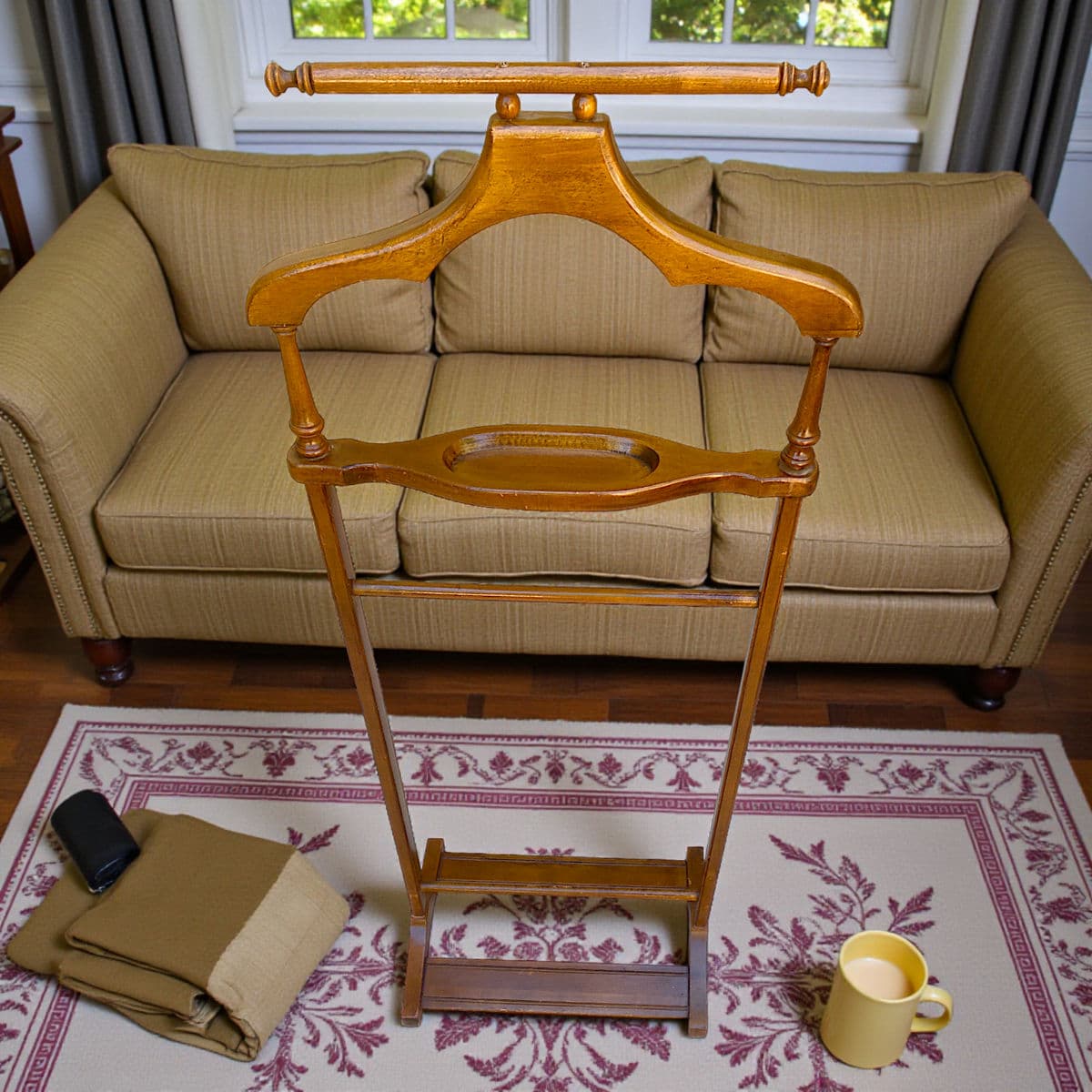 1960’s Vintage Mid-Century Modern Men’s Bedroom Wood Suit Valet Aka Silent Butler - Thumbnail 5