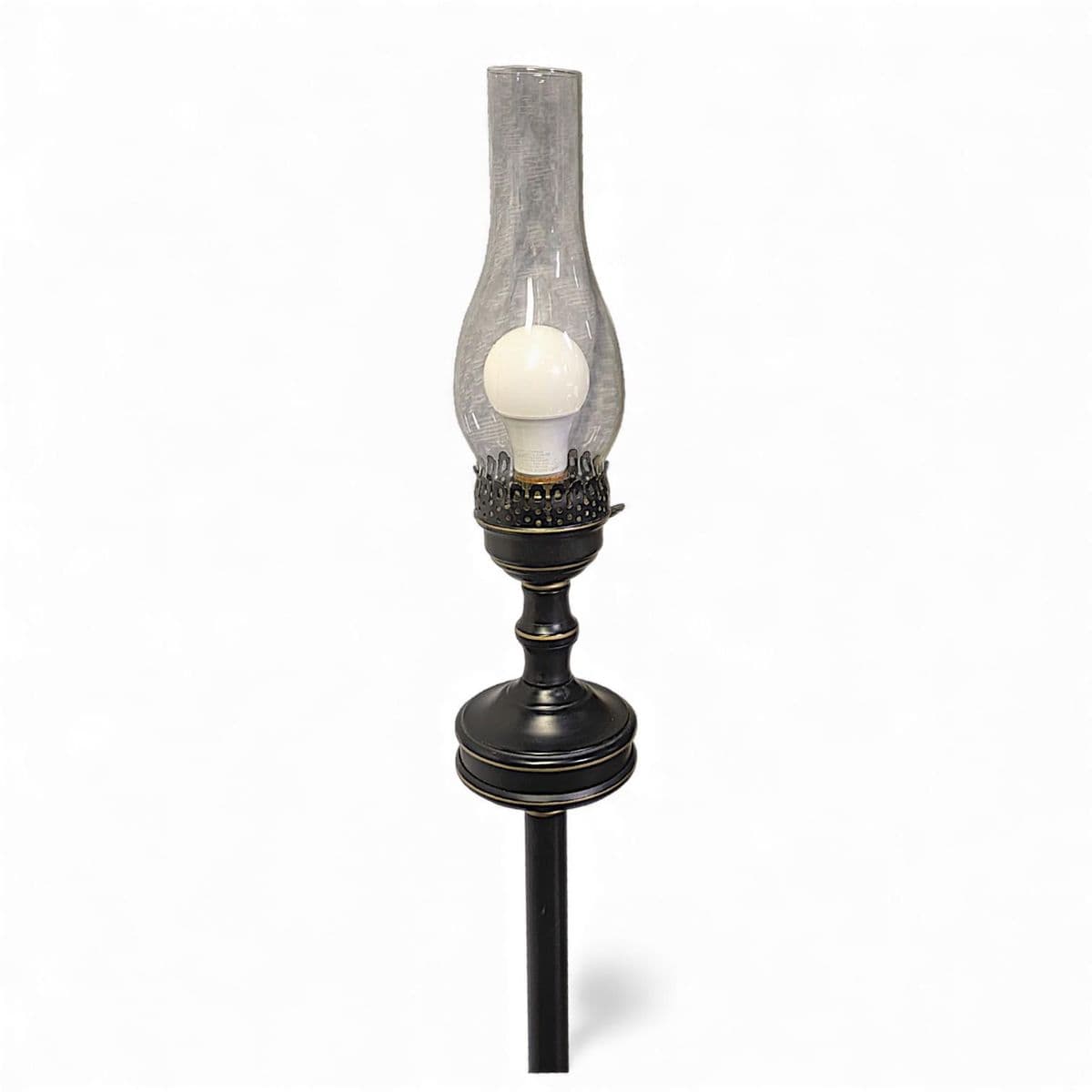 Vintage French Empire Bouillotte Black Tole Floor Lamp With Metal Shade Drinks Table - Thumbnail 9