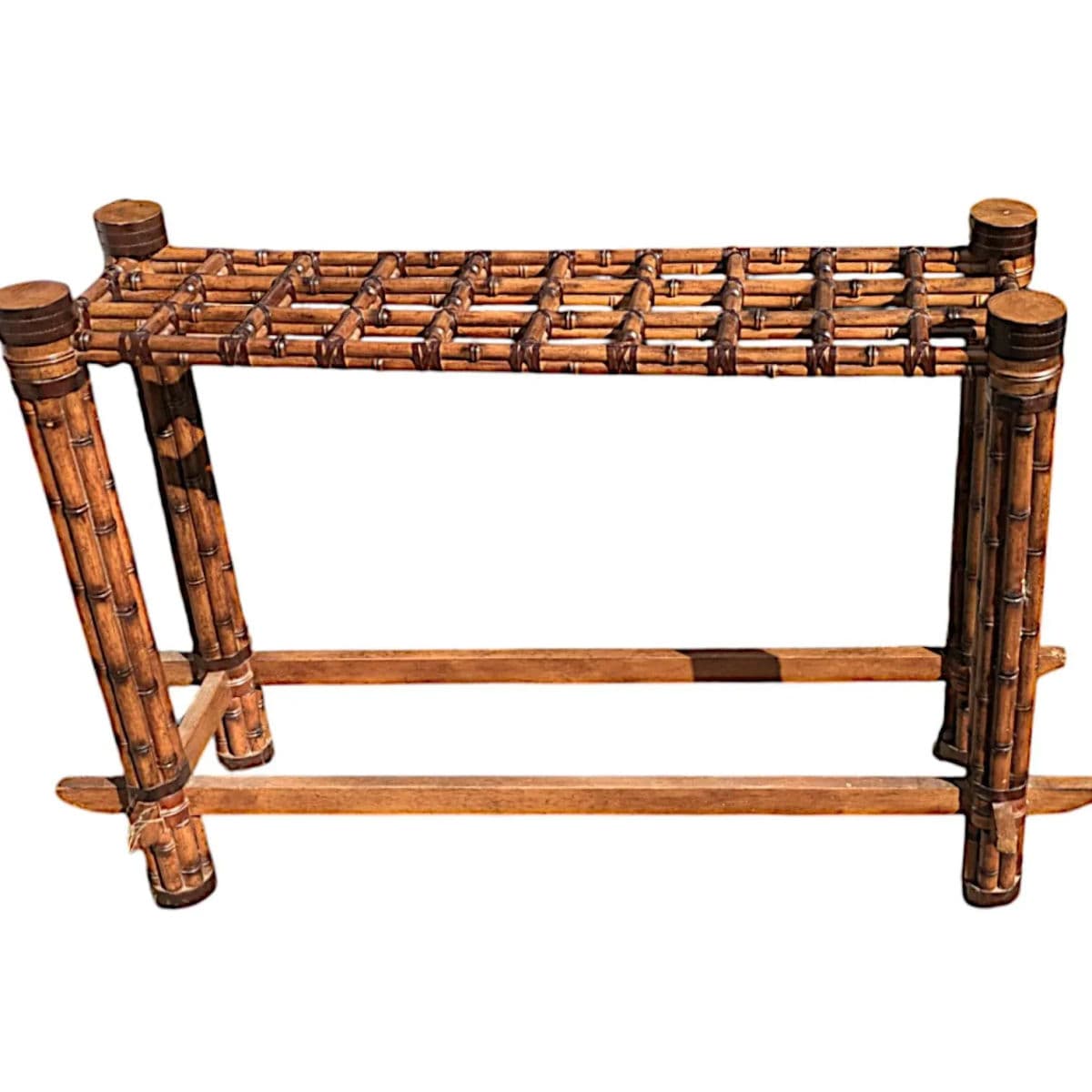Mid-Century Rattan & Bamboo Console Table in the Manner of McGuire Furniture - Thumbnail 6