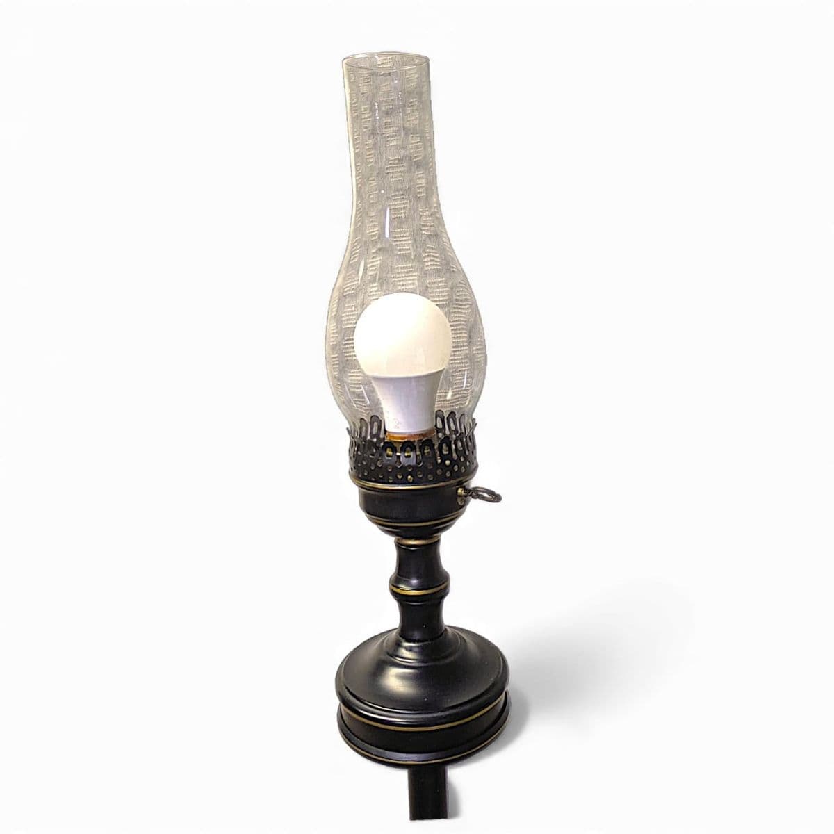 Vintage French Empire Bouillotte Black Tole Floor Lamp With Metal Shade Drinks Table - Thumbnail 10