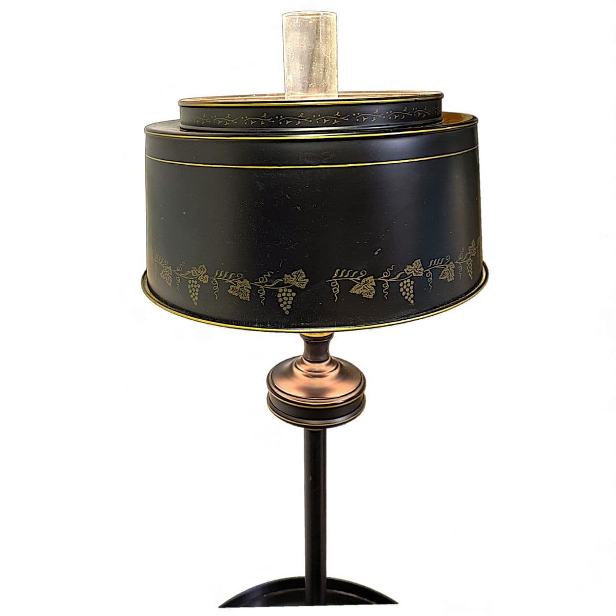 Vintage French Empire Bouillotte Black Tole Floor Lamp With Metal Shade Drinks Table - Thumbnail 5