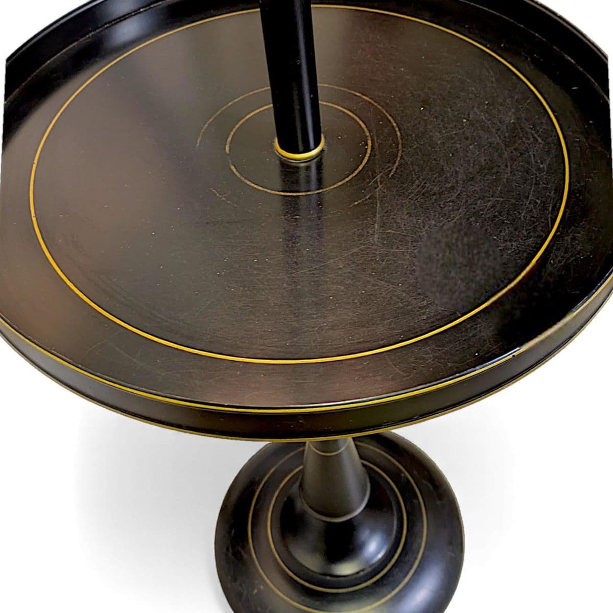 Vintage French Empire Bouillotte Black Tole Floor Lamp With Metal Shade Drinks Table - Thumbnail 7