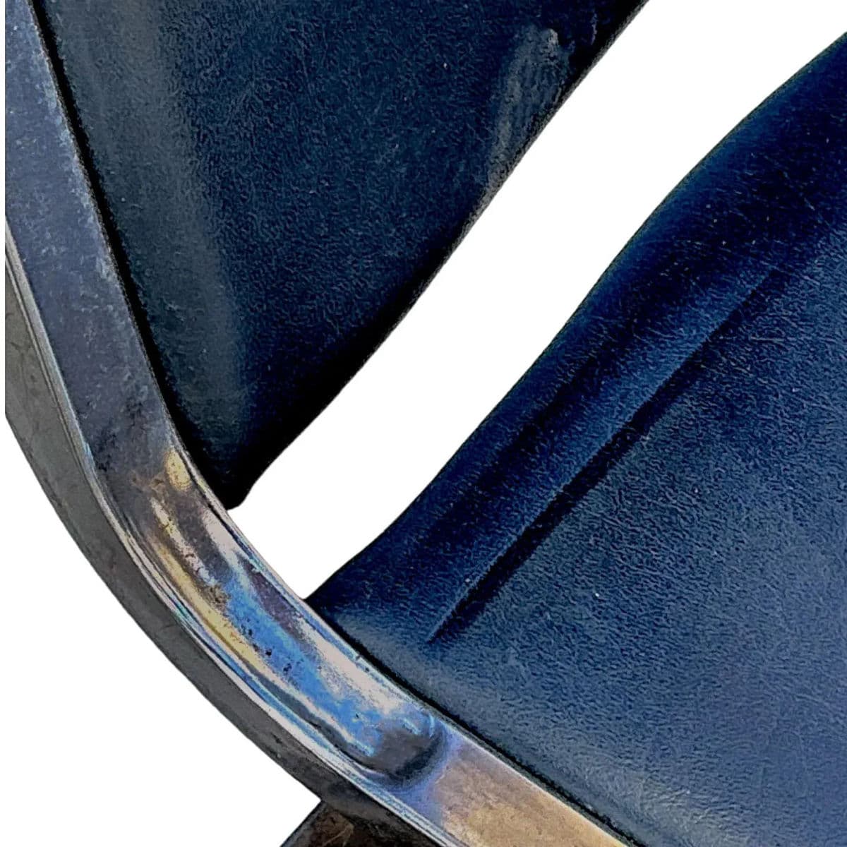 1990s Lorell Padded Armless Stacking Chairs, Steel Frame - Vinyl Black Seat - Set of 10 - Thumbnail 9