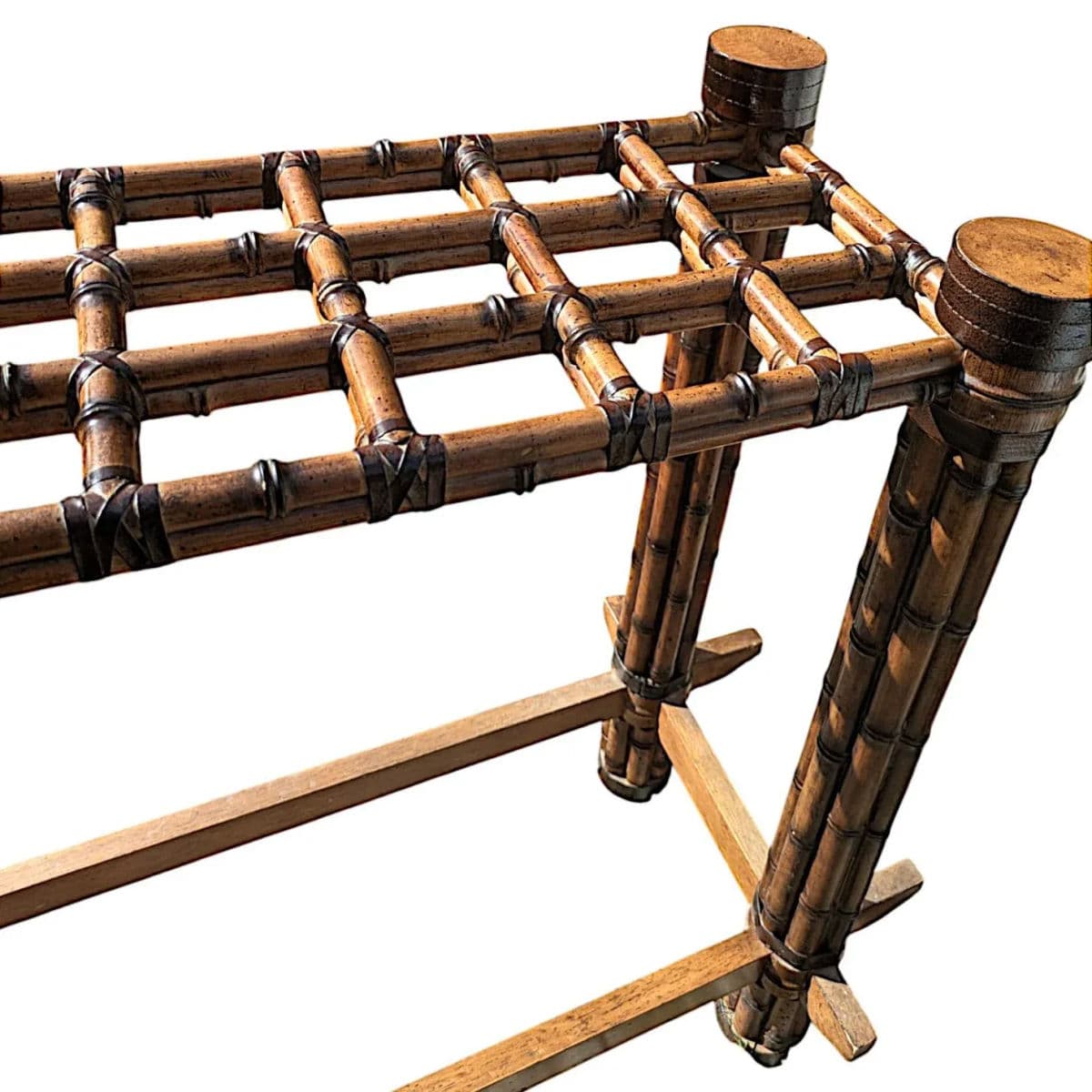 Mid-Century Rattan & Bamboo Console Table in the Manner of McGuire Furniture - Thumbnail 11