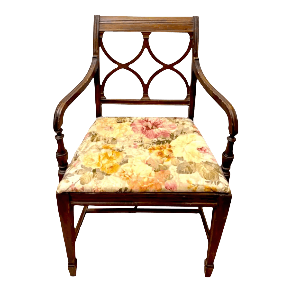 Regency Style Mahogany Wooden Arm Chair Circa Early 21st Century - Thumbnail 2