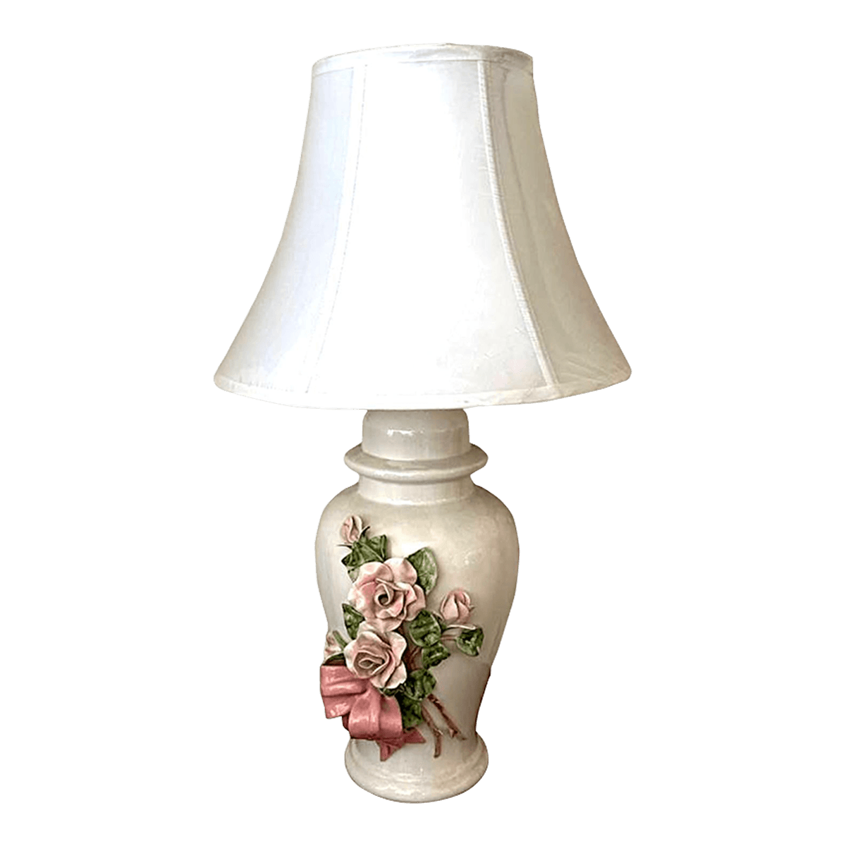 Capodimonte Rose Encrusted Ginger Jar Lamps - a Pair - Thumbnail 2