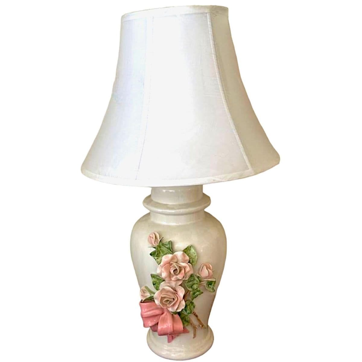 Capodimonte Rose Encrusted Ginger Jar Lamps - a Pair - Thumbnail 4