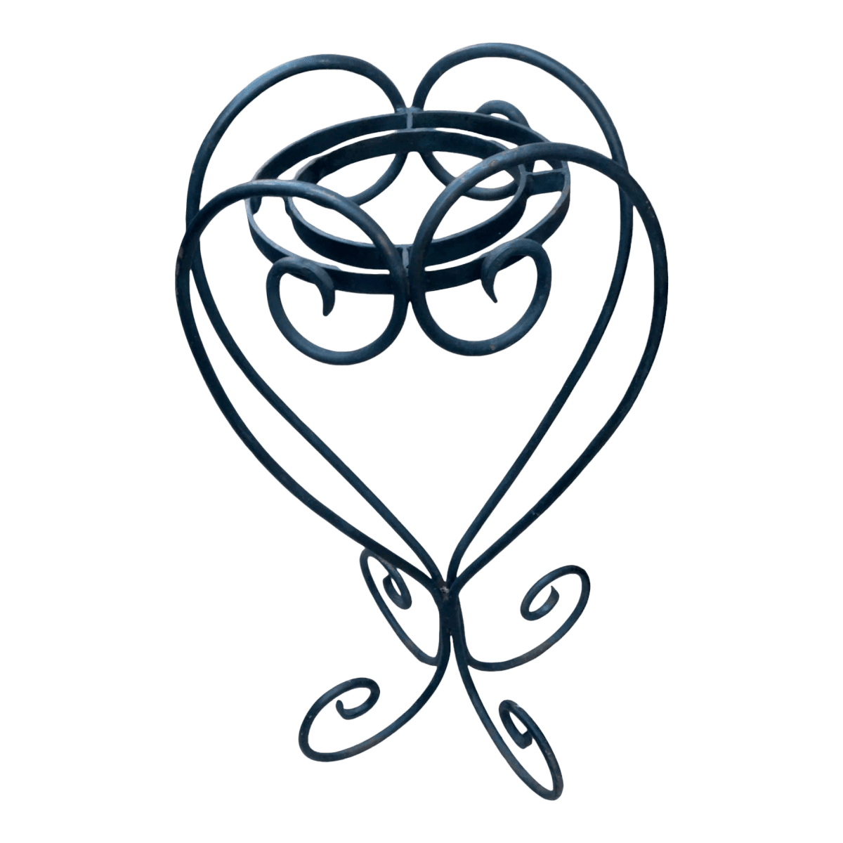 1980s Heavy Scrolling 1/4" Wrought Iron Art Nouveau Single Potted Plant Stand - Thumbnail 2