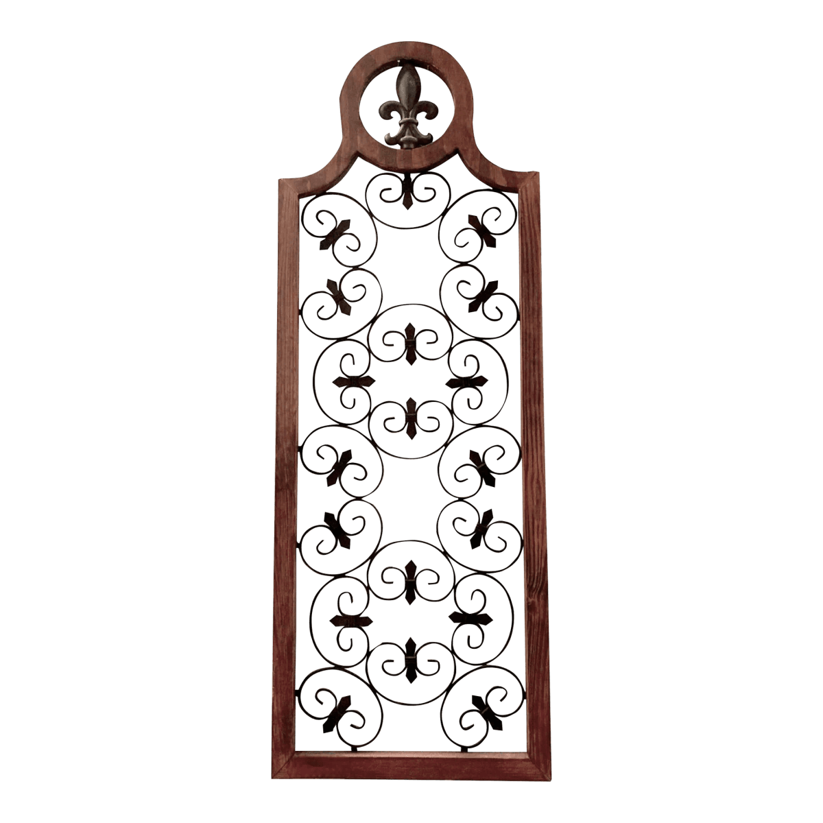 Contemporary Wood and Metal Arabesque Inspired Scrolling Decorative Screen - Thumbnail 2