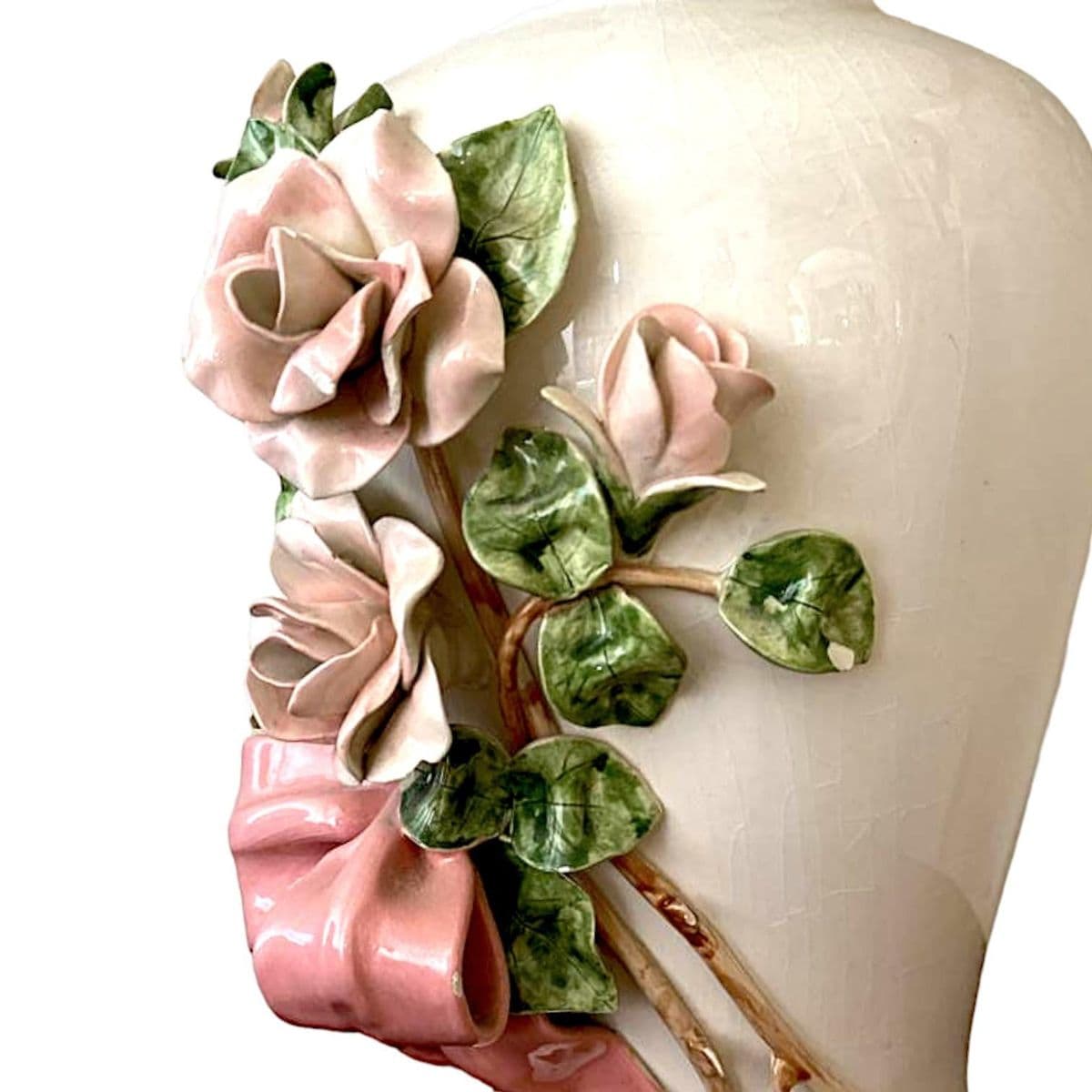 Capodimonte Rose Encrusted Ginger Jar Lamps - a Pair - Thumbnail 10