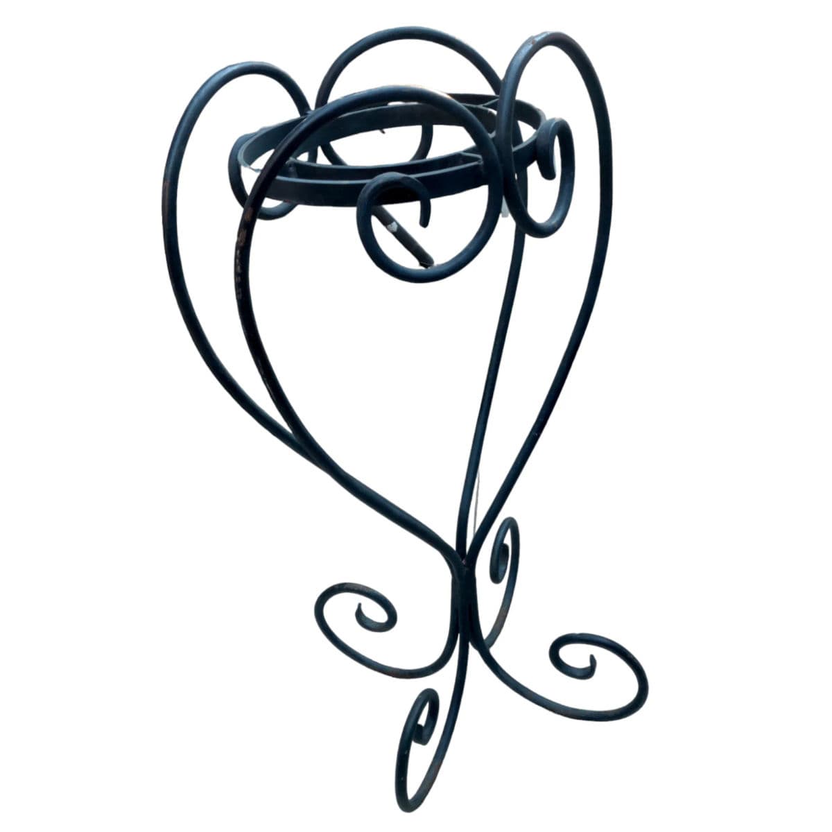 1980s Heavy Scrolling 1/4" Wrought Iron Art Nouveau Single Potted Plant Stand - Thumbnail 5