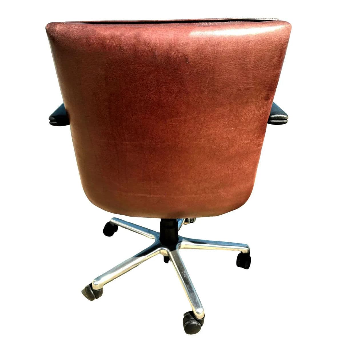 Vintage Keilhauer Elite Swivel Rolling Executive Armchairs in Ruddy Brown Leather - Thumbnail 7