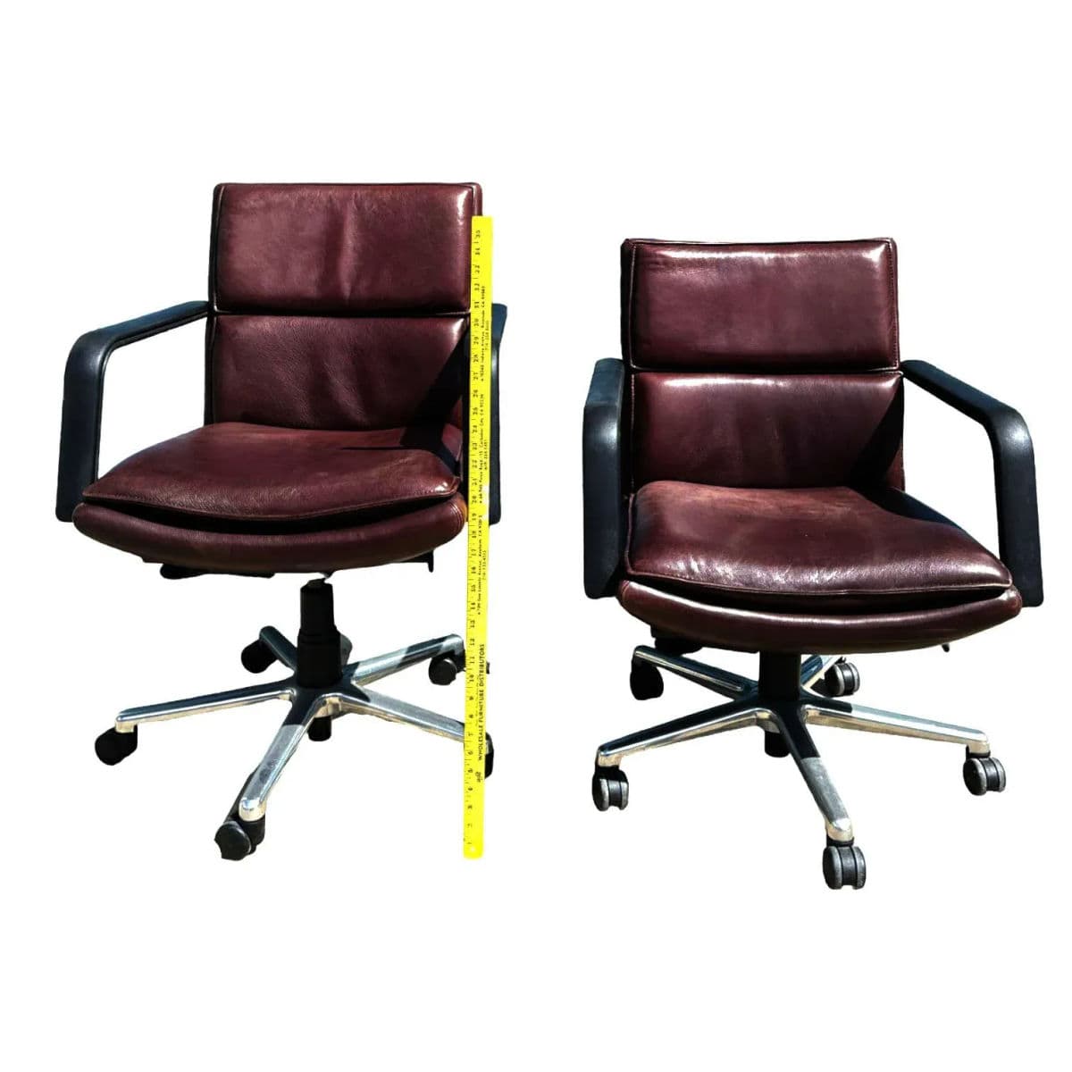 Vintage Keilhauer Elite Swivel Rolling Executive Armchairs in Ruddy Brown Leather - Thumbnail 3