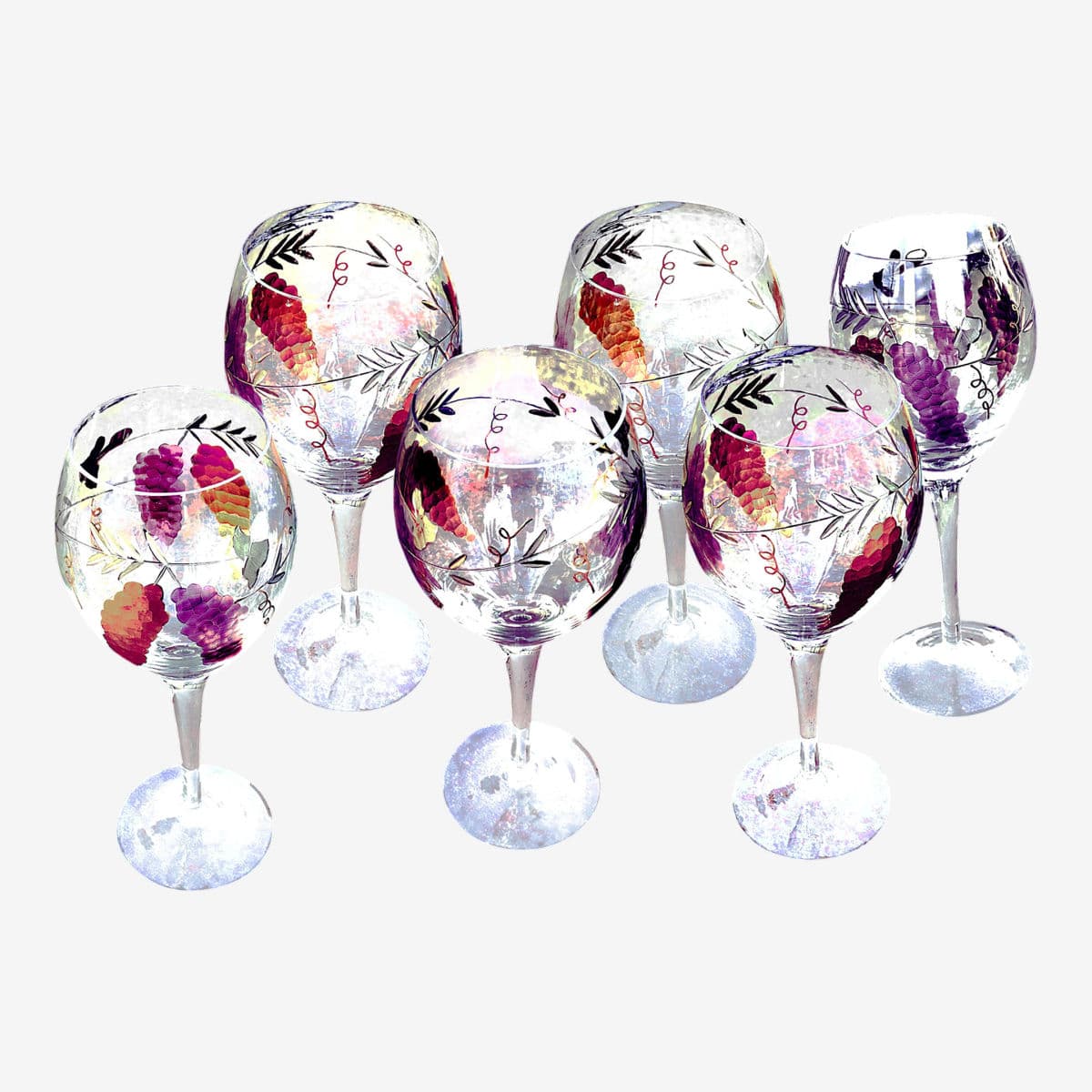Mirage by Monarch Handblown Etched Crystal Wine Glass 9.5" Inch - Set of 6 - Image 1