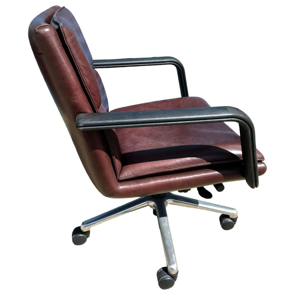 Vintage Keilhauer Elite Swivel Rolling Executive Armchairs in Ruddy Brown Leather - Thumbnail 5