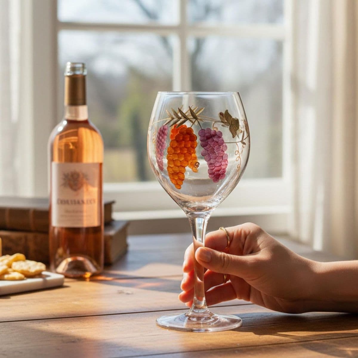 Mirage by Monarch Handblown Etched Crystal Wine Glass 9.5" Inch - Set of 6 - Thumbnail 4