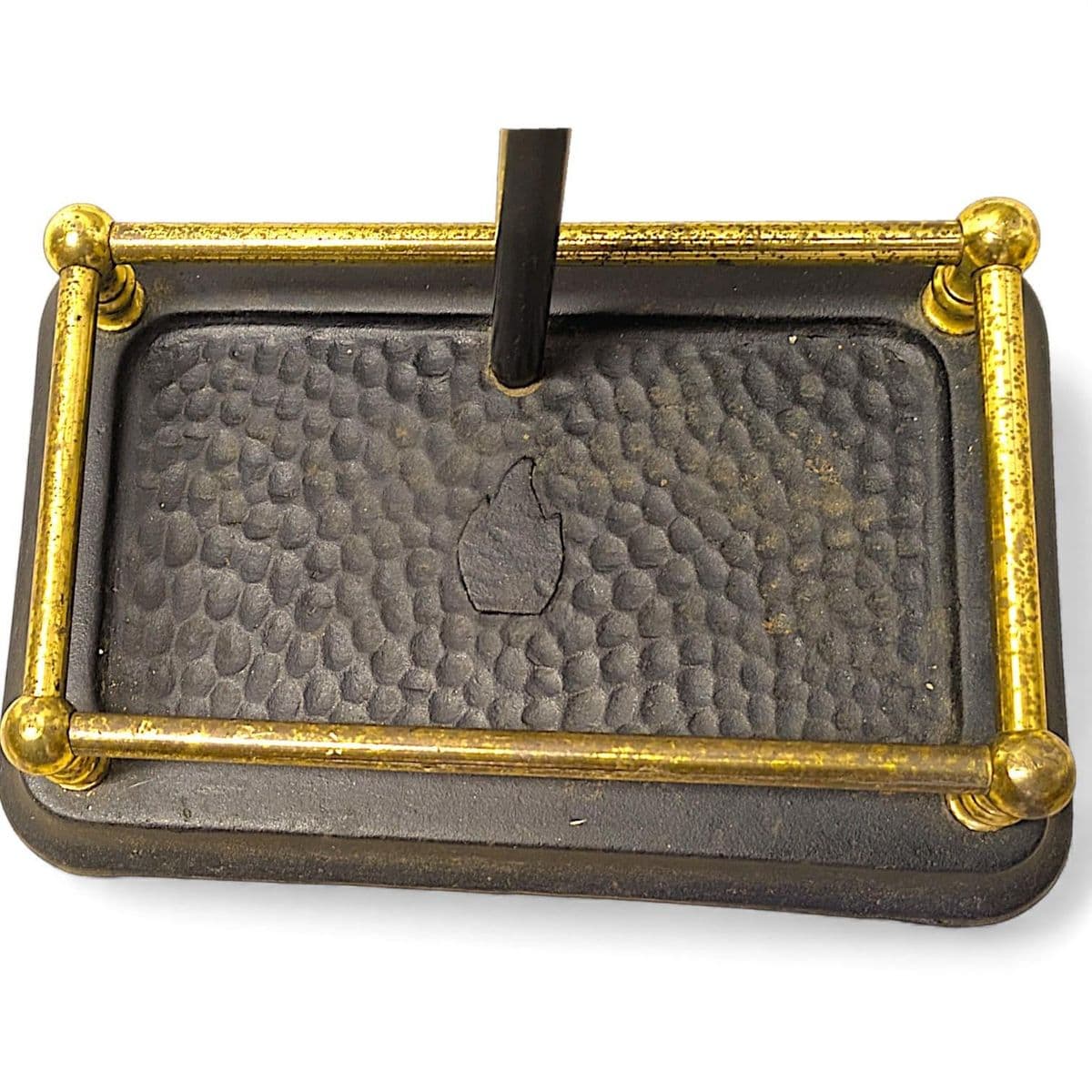 Black Iron and Polished Brass Neoclassical Fireplace Grooming Tools - Set of 5 - Thumbnail 14