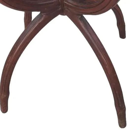 Vintage 1940s Round Mahogany & Tooled Leather Topped Side Table With Spider Legs - Thumbnail 10