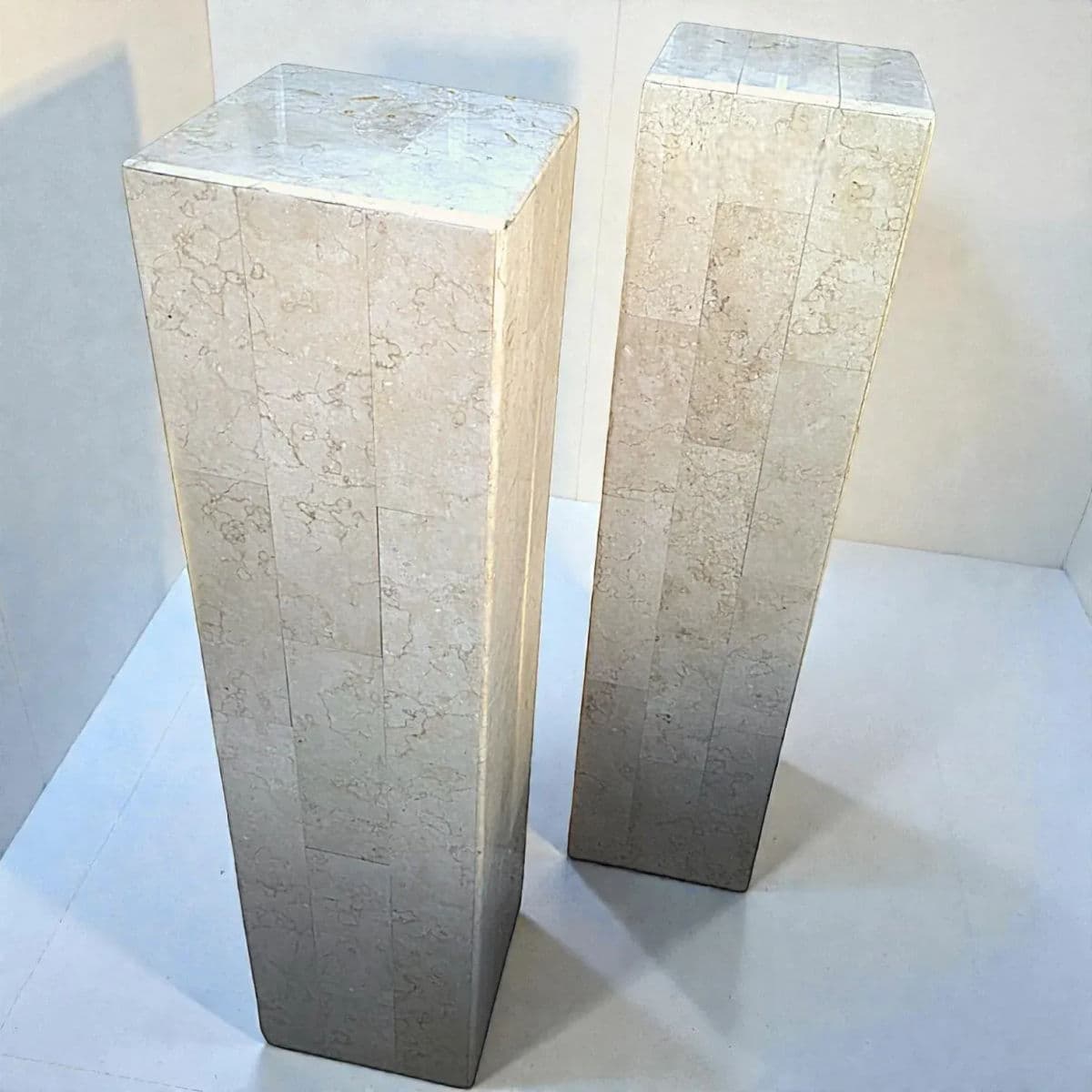 1980's Maitland-Smith Modernist Tessellated Shell Pedestals - A Pair - Thumbnail 5