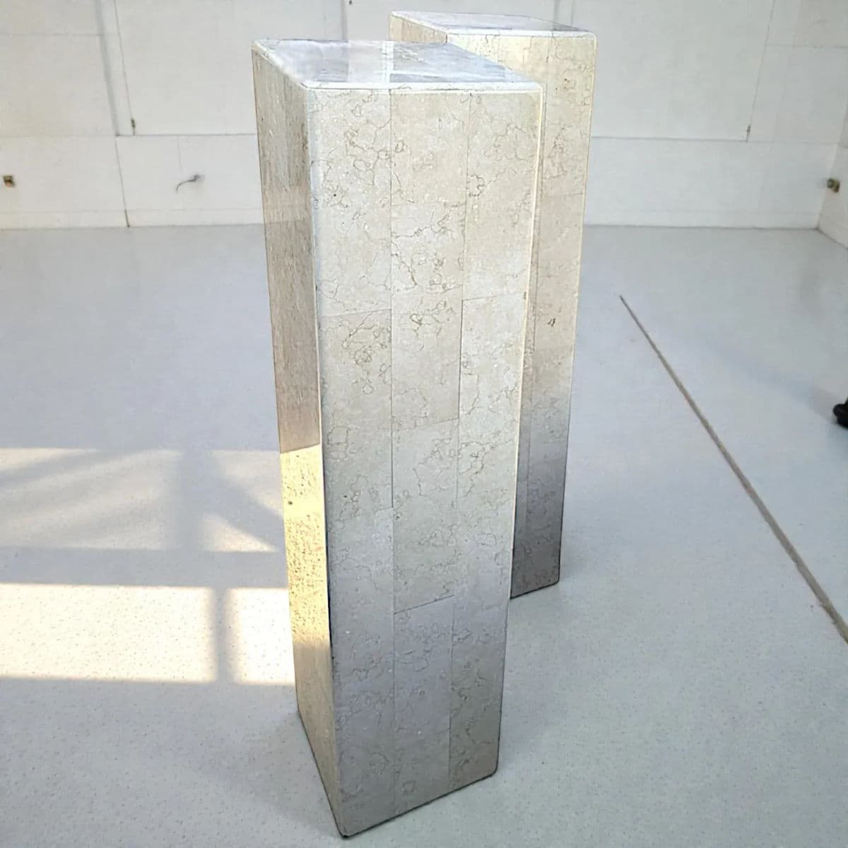 1980's Maitland-Smith Modernist Tessellated Shell Pedestals - A Pair - Thumbnail 6