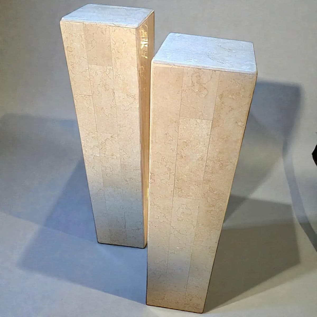 1980's Maitland-Smith Modernist Tessellated Shell Pedestals - A Pair - Thumbnail 3