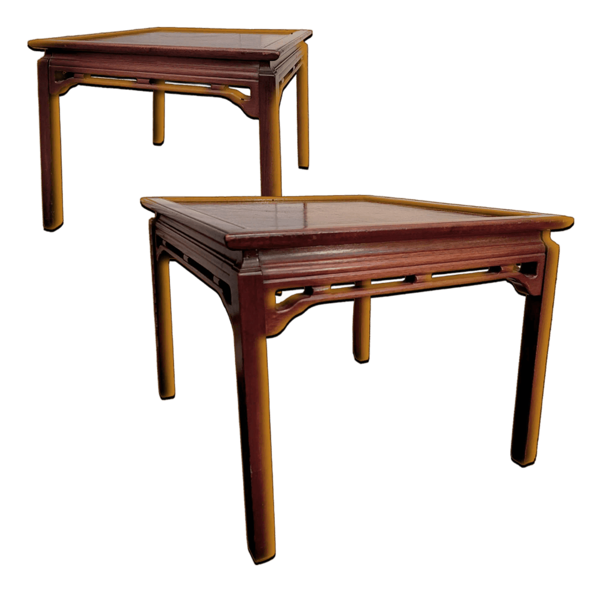 1940s Vintage Hardwood Asian Inspired Side Tables by Ferguson Bros MFG Co Hoboken N. J. - Thumbnail 2