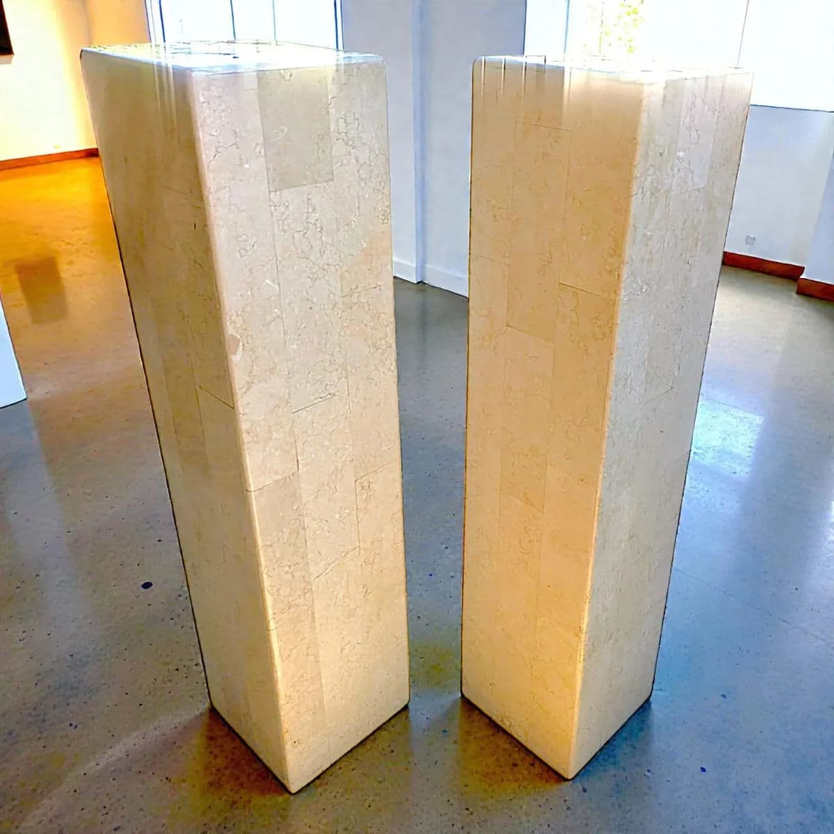 1980's Maitland-Smith Modernist Tessellated Shell Pedestals - A Pair - Thumbnail 8