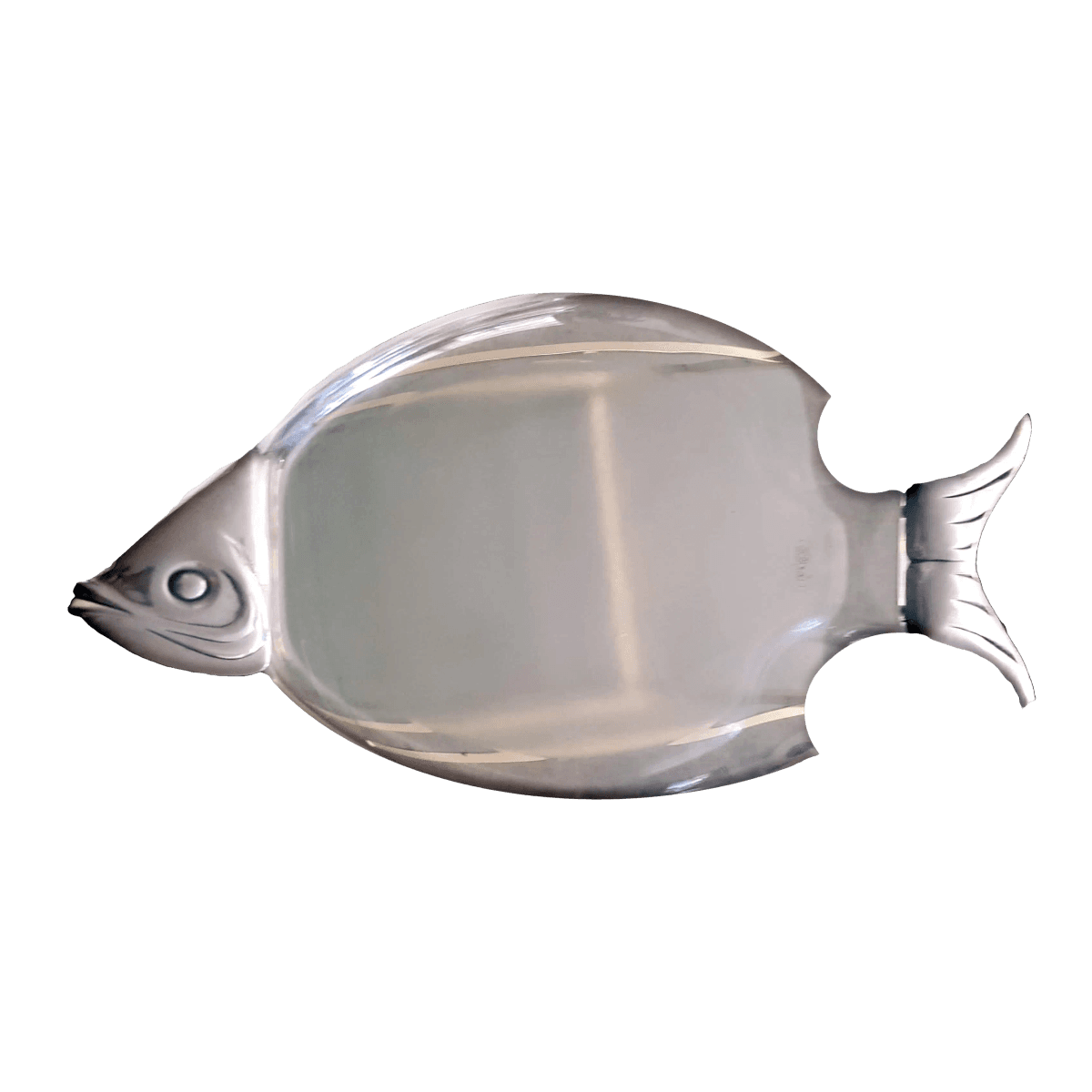 1960s Lucite Fish Shaped Serving Platter With Aluminum Head and Tail - Thumbnail 2