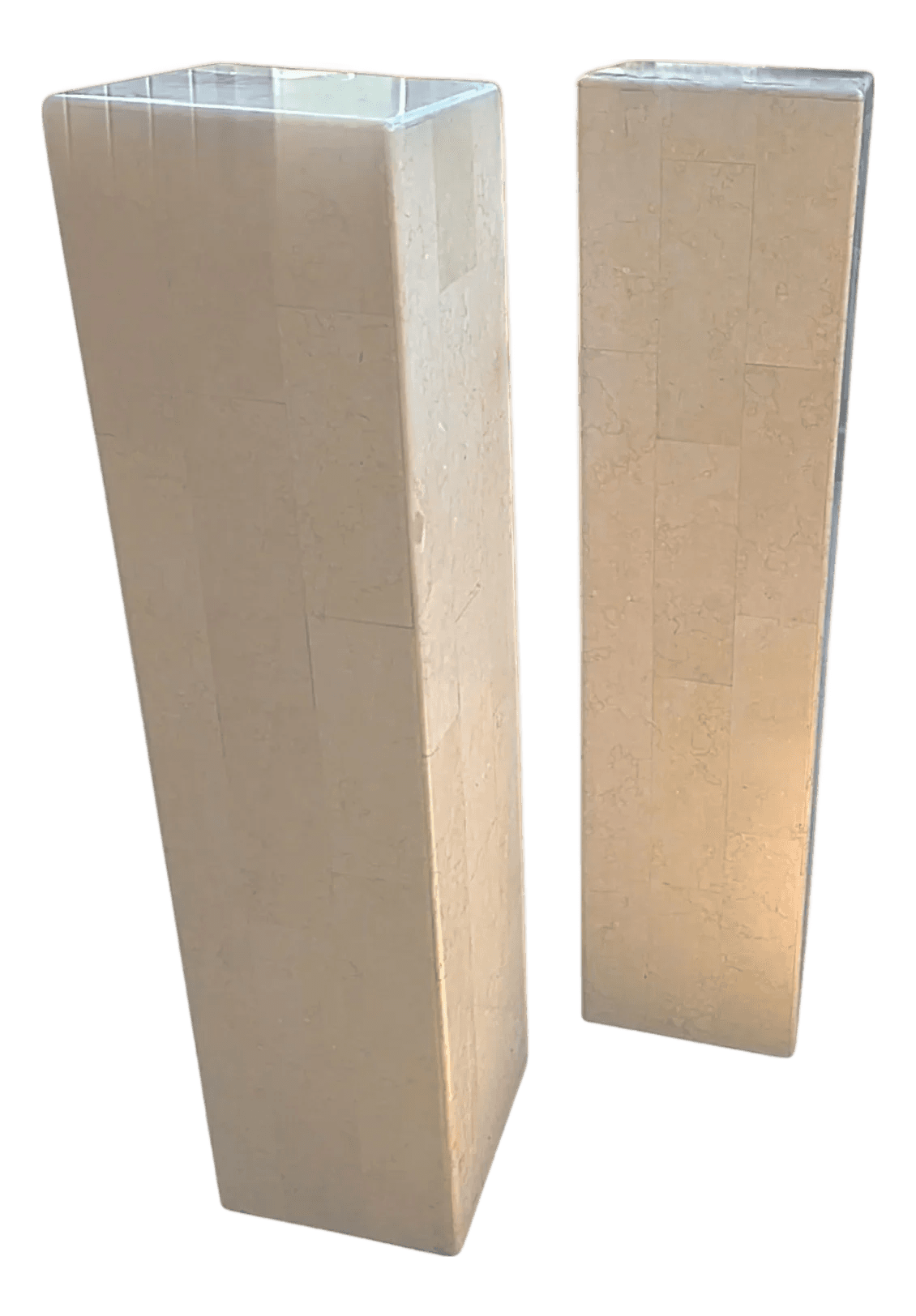 1980's Maitland-Smith Modernist Tessellated Shell Pedestals - A Pair - Thumbnail 2