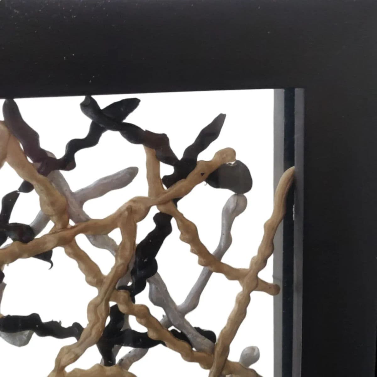 2001 "Roadmap to Chaos" Bowne, Mixed Media Sandwiched in Clear Glass Framed in Black - Thumbnail 6